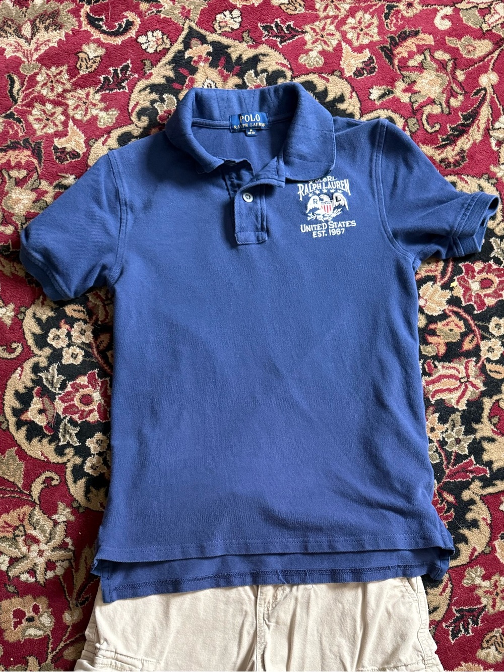 Ralph Lauren Royal Blue Kids Polo Shirt with Chest Crest (10-12)